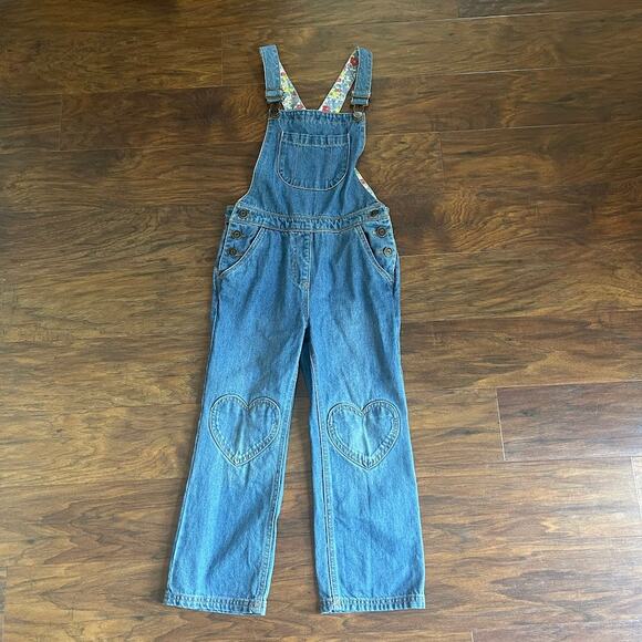 Boden Other - Boden Girls 6-7Y Denim Jean Overalls Heart Pockets Floral Lining